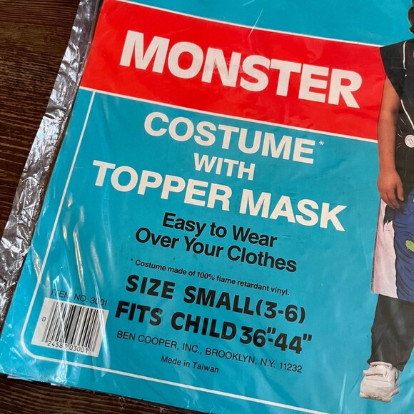 Vintage Ben Cooper Frankenstein Monster Halloween Costume wtih Topper Mask - Picture 2 of 9